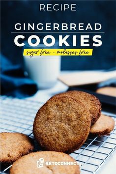 the recipe for gingerbread cookies is shown on a cooling rack