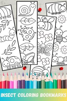 the insect coloring bookmarks are full of cute bugs and ladybugs to color