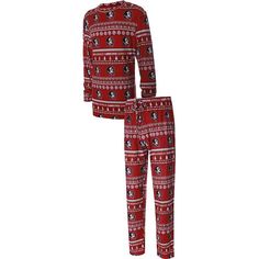 When you're getting ready to watch the Florida State Seminoles play from the comfort of your couch, get cozy in this Concepts Sport Ugly Sweater Knit long sleeve top and pant set. The festive graphics and comfortable design will make this set a must-have for cold monthsperfect for sipping on hot cocoa or cheering on the Florida State Seminoles.When you're getting ready to watch the Florida State Seminoles play from the comfort of your couch, get cozy in this Concepts Sport Ugly Sweater Knit long Red Long Sleeve Winter Sets, Red Holiday Loungewear Sets, Fitted Red Sleepwear For Winter, Florida State Seminoles, Top And Pants Set, Knit Long Sleeve, Long Sleeve Knit Tops, Florida State, Pant Set