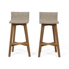 two wooden stools sitting side by side