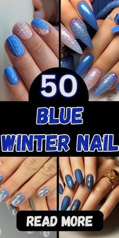 Blue Winter Nails, Snowflake Nail Art, Nails Inspired, Short Acrylics, Blue Nail Designs, Blue Nail, Blue Winter, Blue Nails