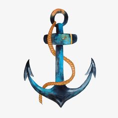 an anchor is painted in blue and orange