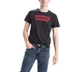 PRICES MAY VARY. Standard fit Slightly roomier cut A timeless classic you can wear with anything Crafted from soft jersey Finished with a bold graphic Men's Graphic Tees, Levis T Shirt, Brand Reputation, Mens Khakis, Pocket Shirt, Classic Logo, Running Clothes, Under Armour Men, Online Stores