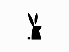 the silhouette of a rabbit's head is shown in black on a white background