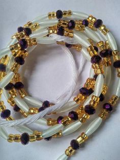 Free shipping Elegant Large Beads For Festival, Elegant Polished Beads For Festival, White Round Beads For Party, White Beaded Bracelets With Gold Beads For Party, Elegant Round Beads Waist Beads For Party, Elegant Handmade Waist Beads As Gift, Elegant Round Waist Beads For Parties, Elegant Purple Spacer Beads, Party Multi-strand Gold Beads