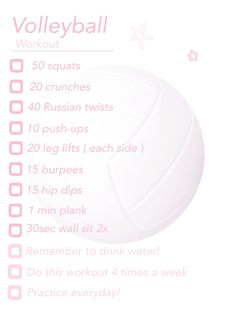 the volleyball workout plan is shown in pink