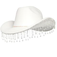 PRICES MAY VARY. Made of high quality cotton and polyester, odor-free and non-toxic, lightweight materials have no burden to wear Decorating with bling details, rhinestone fringe on the brim and bling diamond band on the hat, are beautiful and stylish Proper sag radian of the top of cowboy hat is easy to hold and wear on. This is an ideal prop for party or cosplay Glitter decorations swing with dazzling reflection under the lights, let you become the unique one; one size fits women and men Helps Fringe Cowgirl Hat, White Cowgirl Hat, House Party Outfit, Cowboy Hats Women, White Cowboy Hat, Cute Gifts For Friends, Women Cosplay, Rhinestone Fringe, Glitter Decor