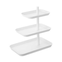 three tiered tray with two white plates