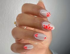 Coral Nail Designs, Timeless Nails, Uñas Color Coral, Coral Nails With Design, Island Nails, Coral Nail, Almond Acrylic Nails Designs, Tropical Nails, Coral Nails