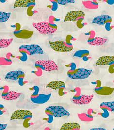 a white background with colorful ducks on it