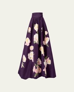 Carolina Herrera ball skirt in floral print with a gathered waistband    High waist    Full length    Circlecut silhouette    Silk    Dry clean    Imported Ball Skirt, Carolina Herrera, Bergdorf Goodman, Full Length, Tops Designs, High Waist, Floral Print, Floral Prints, High Waisted