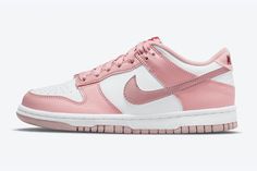 Nike Dunk Low GS ‘Pink Velvet’ Sporty Pink Leather Sneakers, Pink High-top Sneakers With Translucent Outsole, Sporty Pink Sneakers With Translucent Outsole, Pink High-top Leather Skate Shoes, Pink Mid-top Sneakers For Streetwear, Sporty Pink Skate Shoes With Boost Midsole, Pink Sporty Sneakers With Gum Sole, Pink Leather Skate Shoes For Streetwear, Pink Lace-up Skate Shoes With Rubber Waffle Outsoles