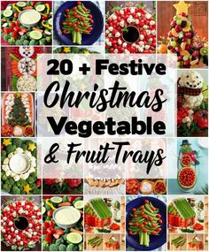 christmas vegetables and fruits collage with the words 20 festive christmas vegetable and fruit trays