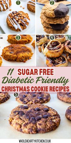 twelve sugar free christmas cookie recipes to make for the holiday season, including cookies and pies