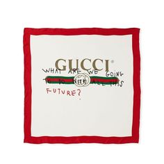 Gucci-Future Foulard Silk Scarf - Runway Catalog Gucci Silk Scarf, Future Logo, Silk Scarf Wrap, Eclectic House, House Aesthetic, Logo Scarves, What Are We, Gucci Vintage, White Scarves