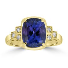 J36310 Tanzanite Rings, Class Design, Tanzanite Ring, Tanzanite Gemstone, 18k Yellow Gold Ring, Ring Style, Diamond Set, Yellow Gold Ring, Blue Gemstones