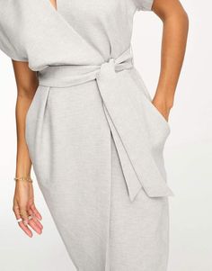 Petite by Closet London Petite Low effort, high reward Wrap front Tie waist Side pockets Regular fit Kimono Wrap Dress, Kimono Wrap, Wrap Dress, Asos, London, Grey, Closet, White