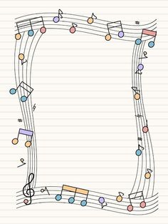 an illustration of musical notes and music staffs