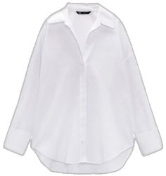 Classic White Oversized Shirt, Oversized Shirt With Shirttail Hem For Day Out, Classic Oversized Shirt For Day Out, Classic Oversized Tops For Spring, Oversized Shirttail Hem Shirt For Day Out, Classic Oversized White Shirt, Elegant White Oversized Tops, Elegant Oversized White Tops, Zara Oversized Button-up Shirt