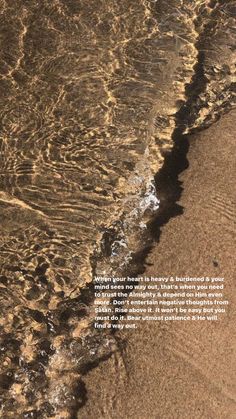 an image of the beach with waves coming in to shore and words written on it