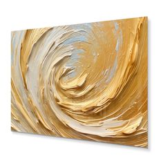 an abstract painting with gold and blue colors on it's canvas wall art print