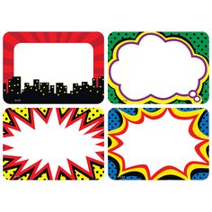 pop art frames with speech bubbles and cityscape in the background stock photo - rights