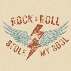 rock and roll stole my soul with an image of a lightning bolt on the back