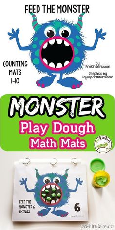 the monster play dough math mats are ready to be used for children's learning