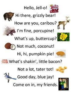 an animal poem is shown with pictures of animals and other things in the words below it