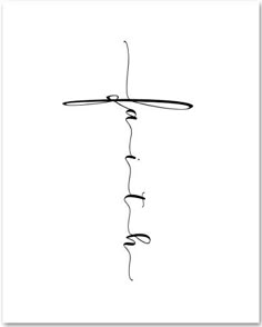 a black and white drawing of a cross