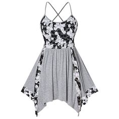 Plus Size Floral Lace Insert Criss Cross Handkerchief Tank Top - Gray Cloud - 5X17299214 - Women's Clothing, Plus Size Women's Clothing  #PlusSizeWomensClothing #Women's #Clothing # #Plus #Size #Women's #Clothing Most Creative Halloween Costumes, Pretty Halloween Costumes, Trendy Plus Size Clothing, Plus Size Womens Clothing, Fashion Seasons, Costumes For Women, Fashion Tops, Plus Size Tops