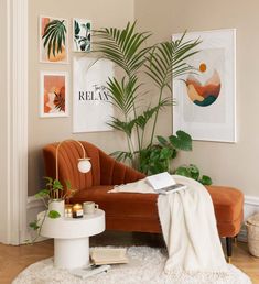 a living room filled with furniture and plants