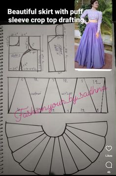 Lehenga Skirt Pattern, Skirt From Saree, Different Types Of Tops, Stylish Sewing Patterns, Dress Designs For Stitching, Pattern Drafting Tutorials, Clothing Pattern Design, Sewing Measurements