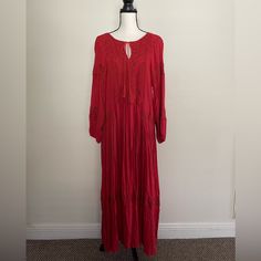 Brick Red Boho Long Sleeve Dress. Beautiful Details, Flowy & Comfortable. Never Been Worn, Brand New But No Tags. Can Be Worn Casual Or Dressy With The Right Accessories. Red Long Sleeve Boho Dress For Beach, Red Flowy Boho Dress For Fall, Red Maxi Dress For Beach In Fall, Red Maxi Dress For Fall Beach Occasion, Red Long Boho Dress For Spring, Long Red Boho Dress For Spring, Red Maxi Dress For Fall Vacation, Casual Red Boho Maxi Length Dress, Red Boho Dress For Beach In Fall