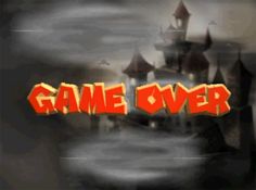 the title for game over with an image of a castle