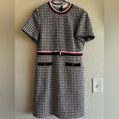 New With Tag, Maje Beautiful Tweed Dress Size 40 Chic Tweed Midi Dress, Office Knee-length Tweed Dress, Knee-length Tweed Office Dress, Casual Tweed Dress With Short Sleeves, Office Tweed Mini Length Dress, Mini Length Tweed Office Dresses, Casual Tweed Knee-length Dress, Maje Dress, 40 Dress