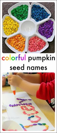 colorful pumpkin seed names for kids to make