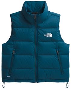 Fit & Design: Relaxed fit Non-PFC DWR finish for added water repellency Stand collar Center front zip with an internal draft flap Exposed, zip hand pockets Internal drawcord with cord locks at hem for adjustability Additional Details: North Face Hydrenalite, Womens Athletic Outfits, Womens Puffer Vest, Quilted Puffer Vest, Vest Outfits, Athletic Outfits, North Face Women, Puffer Vest, Womens Vest