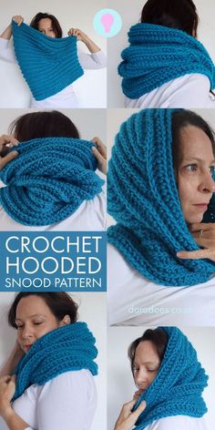 the crochet hooded scarf pattern is easy to make and looks great on any woman