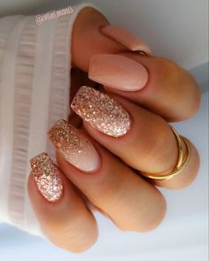 Gold Dip Powder Nails Ideas, Gold Dip Powder Nails, Gold Powder Dip Nails, Gold Sparkle Dip Powder Nails, Brown Glitter Dip Powder Nails, Glitter Dipped, Dipped Nails, Nail Inspo, Nail Colors