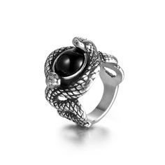 Vintage Black Stone Double Snakes Ring Stainless Steel Men's Biker Jewelry Ring Color: Silver Size: 7/8/9/10/11/12 Come with a beautiful gift bag. Size chat: US /CA SZIE Diam RU / DE UK /EUR /AU Brazil SIZE France SIZE CN /SG /JP Circum (mm) 5 15.7 0.5J 12 49 9 49 6 16.5 0.5L 14 52 12 52 7 17.3 O 17 54 14 55 8 18.1 Q 19 57 16 57 9 18.9 S 21 59 18 59 10 19.8 0.5T 24 62 20 62 11 20.6 0.5V 26 64 23 65 12 21.4 0.5X 28 67 25 68 13 22.3   31 69 27 70 14 23.1   33 72 29 72.5 Item will be shipped within Biker Jewelry, Retro Men, Snake Ring, Cubic Zirconia Rings, Jewelry Ring, Stainless Steel Rings, Black Stone, Snakes, Vintage Black