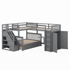 bunk beds with stairs and storage drawers are shown in this rendering image from the manufacturer's website