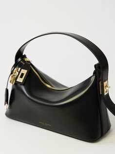 Gold Black Hobo Bag - Verafied New York Classic Hobo Bag With Metal Hardware For Formal Occasions, Classic Formal Hobo Bag With Metal Hardware, Elegant Formal Hobo Bag With Metal Hardware, Elegant Evening Hobo Bag With Metal Hardware, Evening Hobo Bag With Metal Hardware And Top Handle, Evening Hobo Crossbody Bag With Metal Hardware, Evening Crossbody Hobo Bag With Metal Hardware, Timeless Evening Hobo Bag With Gold-tone Hardware, Elegant Hobo Bag With Metal Hardware For Office