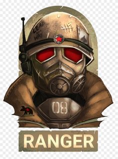 a drawing of a man wearing a gas mask with the words ranger written on it