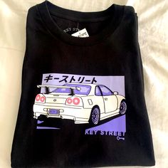 Brand New With Tags Key Street Shirt. Awesome Looking Skyline Print On The Front. Great For Any Car Or Tuner Enthusiast Urban Style Purple Top With Graphic Print, Purple Front Print Top For Streetwear, Urban Purple Letter Print Top, Purple Letter Print Shirt For Streetwear, Skyline Gtr, Baby Animals, Colorful Shirts, Tee Shirts