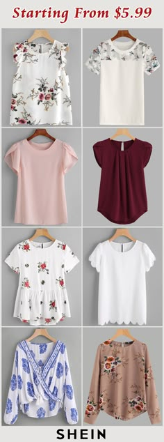 Starting from $5.99! Tulip Sleeve, Scallop Edge, Pink Tee, Business Casual Outfits, Work Attire, Teen Fashion Outfits, Blouse Top, Cute Casual Outfits, Outfits For Teens