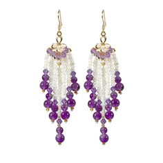 PRICES MAY VARY. Its a boho statement beaded tassel earrings of 3.54 Inch Length for women and girls! These bohemian seed bead fringe Pearl earrings are absolutely stunning with the Amethyst Purple colors. All of our long native beaded tassel dangle earrings are handmade, we spend a lot of time to choose the fit beads, weave, reinforce strings and tie knots, with Amethyst Purple Beads tassels more Romantic,it is very exquisite. Material:Amethyst Bead,Water Fresh Pearl,Austrian Crystal,S925 Sterl Fringe Earrings Pattern Free, Gemstone Beaded Earrings, Bead Earrings Ideas, Wedding Gift Packaging, Amethyst Chandelier, Amethyst Earring, Purple Fringe, Beads Tassels, Handmade Bead Jewellery