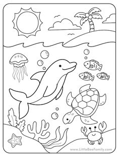 Ocean Coloring Page Preschool Colouring Printables, Coloring Pages For 3yrs Old, Moana Worksheets, Coloring Books For Kids Free Printable, Coloring Papers Printable, Sea Animal Coloring Pages Free Printable, Kids Activities Printable, Coloring Papers For Kids, Ocean Coloring Pages Free Printable