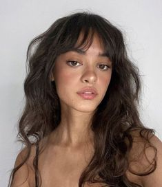 Elegant Hairstyles for Formal Events: Prom, Parties, and More #medium #length #haircut Curtain Bangs Inspo Long Hair, Curly Hair And Fringe, Types Of Bangs For Wavy Hair, Wispy Bangs Long Wavy Hair, Wavy Hair Layers Bangs, Bangs With Medium Hair Wavy, Fringe Hairstyles Wavy Hair, Wavy Bangs Haircut, Centre Parted Bangs