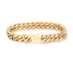 Miami Cuban Bracelet Gold is coated with 14k gold which makes it a perfect addition to anyone's bracelet collection. You can layer multiple bracelets for a cool look that enhances the style of your casual and formal outfits. This bracelet is comfortable to wear on a daily basis and has a metal clasp making for an easy getting on/off. You can get this piece as a perfect present for your homie on a special occasion or as a surprise gift. We know you’ll never want to take your Caligio bracelets off Everyday Gold Bracelets Tarnish Resistant, Trendy Adjustable 14k Gold Bracelet, Trendy Gold Tarnish Resistant Bracelet, Trendy Gold Tarnish Resistant Bracelets, Gold Luxury Charm Bracelet For Everyday, Trendy Tarnish Resistant Gold Bracelets, Trendy Yellow Gold Plated Bracelets, Trendy 14k Gold Tarnish-resistant Bracelets, Minimalist Gold Cuban Link Bracelet For Everyday